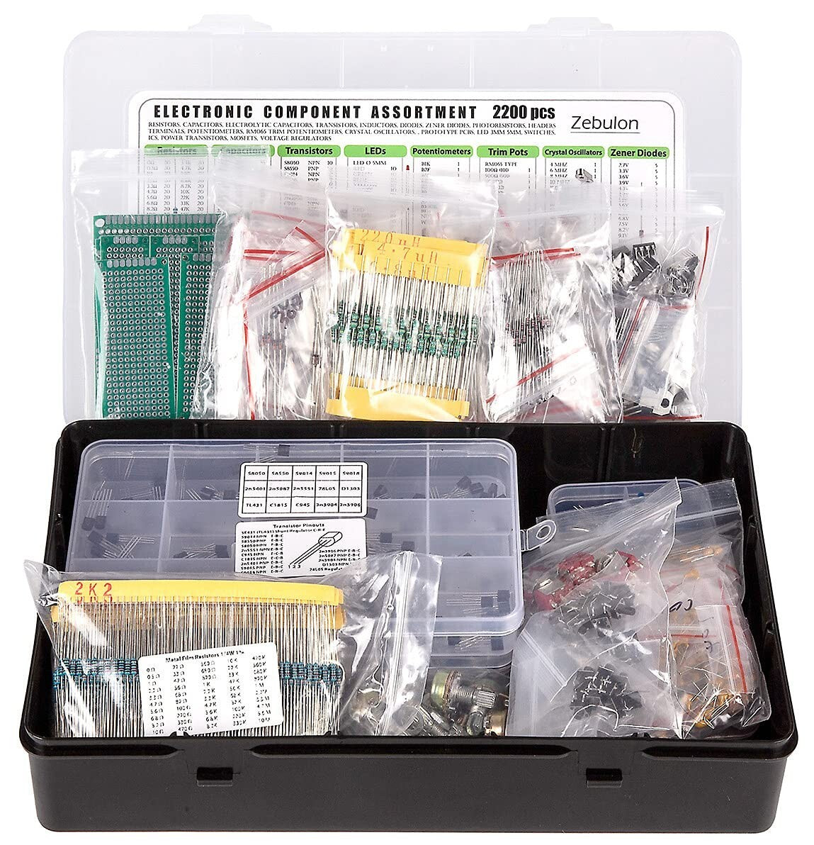 2200 pcs Electronic Components Kit: All-in-One Assortment for DIY Projects