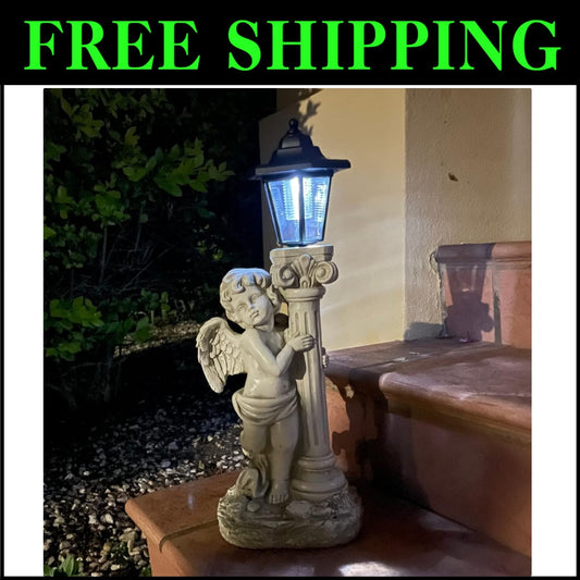 Outdoor 19.7 Inch Angel Garden Statue with Solar Lights - Ideal Gift Choice