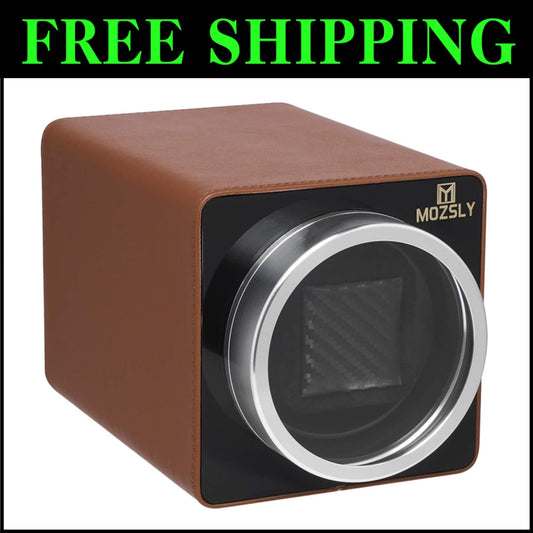 Elegant Faux Leather Watch Winder with 12 Rotation Modes & Soft Pillows