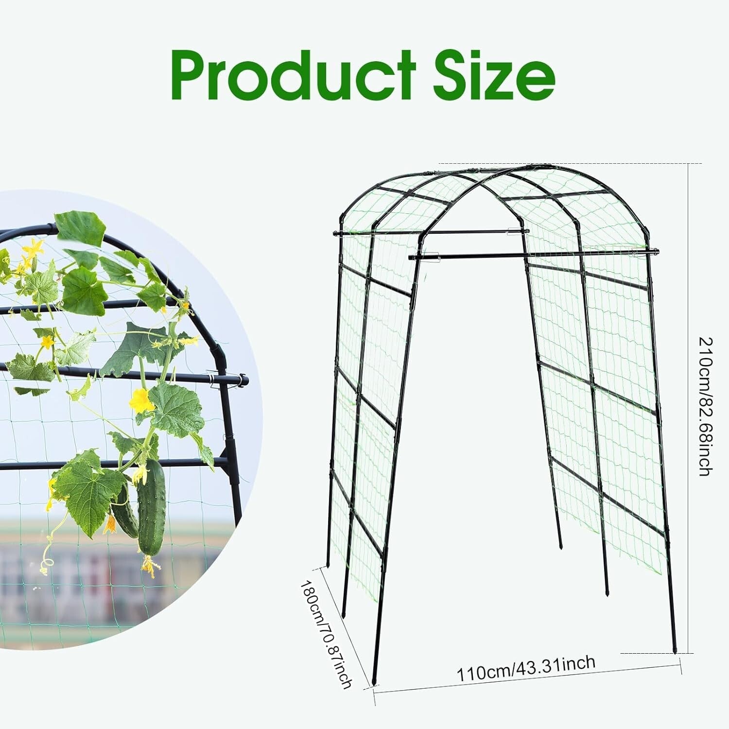 Elegant 7ft Garden Arch Trellis - Adjustable Metal Support for Climbing Plants