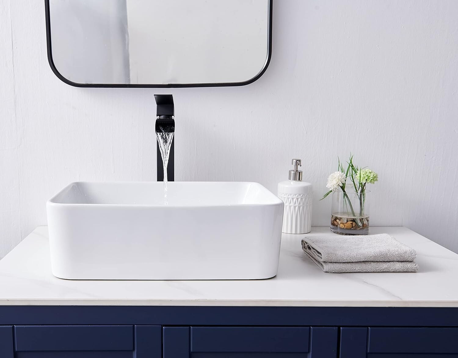 Durable White Ceramic Vessel Sink - Instantly Upgrade Your Bathroom Style