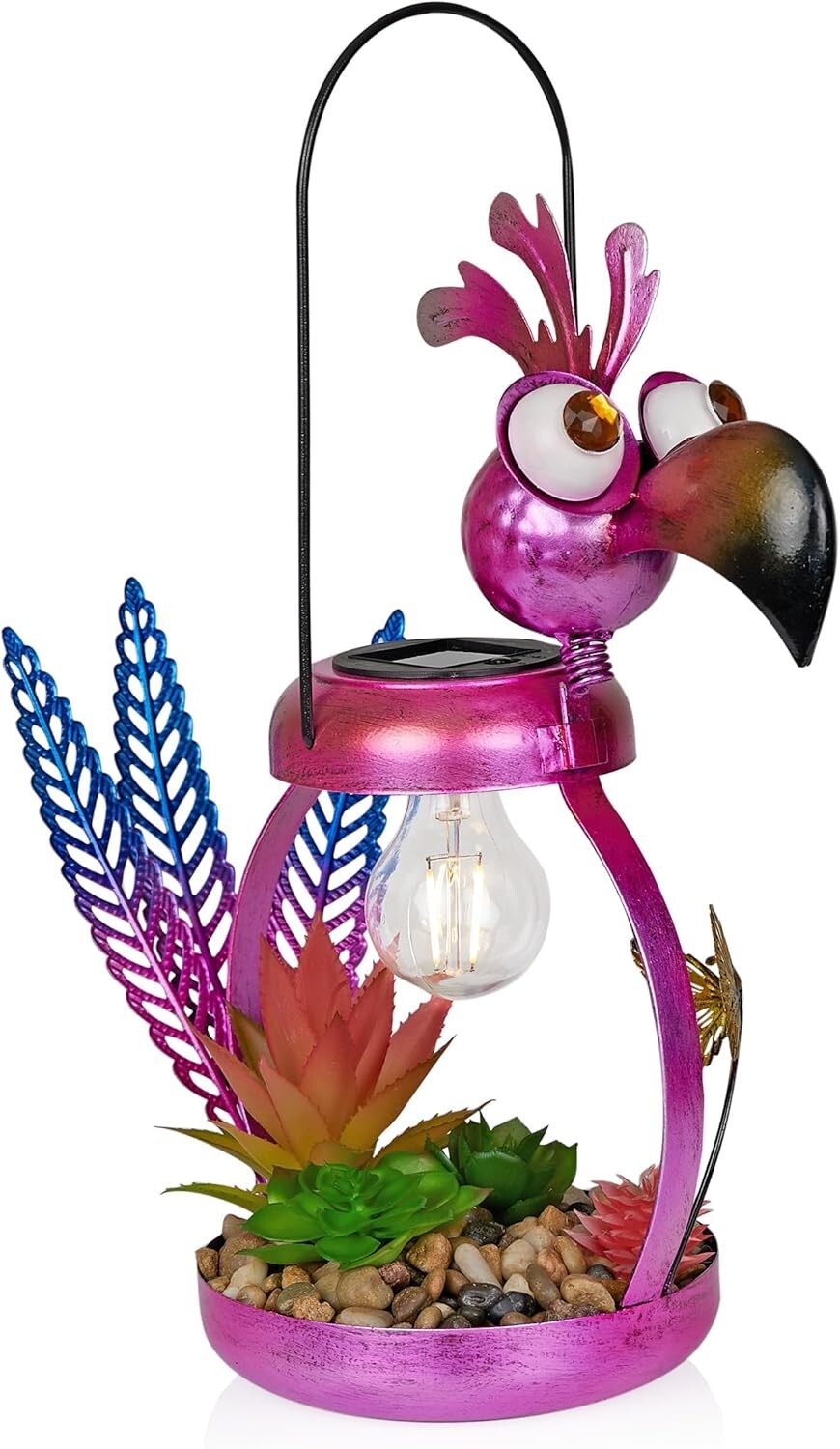 Charming 16'' Solar Metal Flamingo with LED Light – Perfect Outdoor Decor Piece