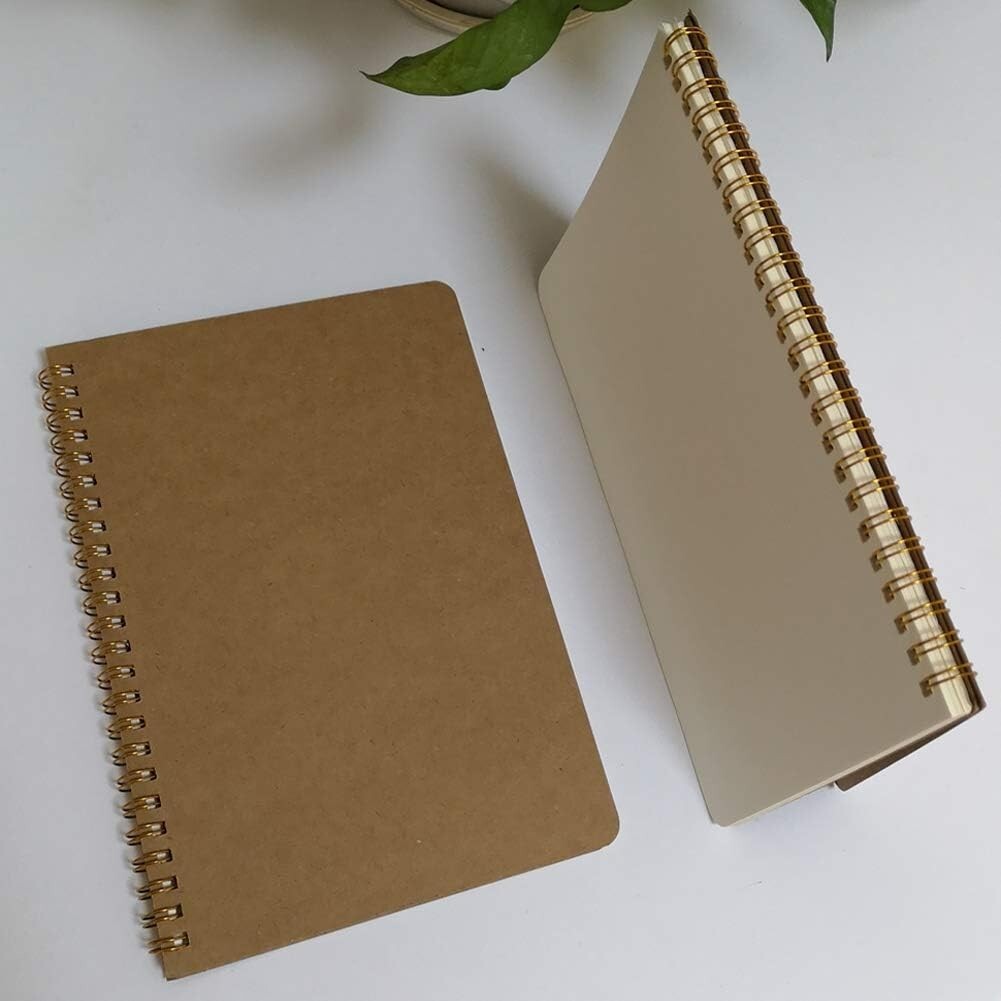20 Pack A5 Spiral Notebooks - Softcover, Blank Pages, Durable Kraft Cover