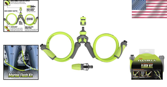 Convenient 6-Piece Outboard Motor Flush Kit with SwivelGrip Hoses - ZillaGreen