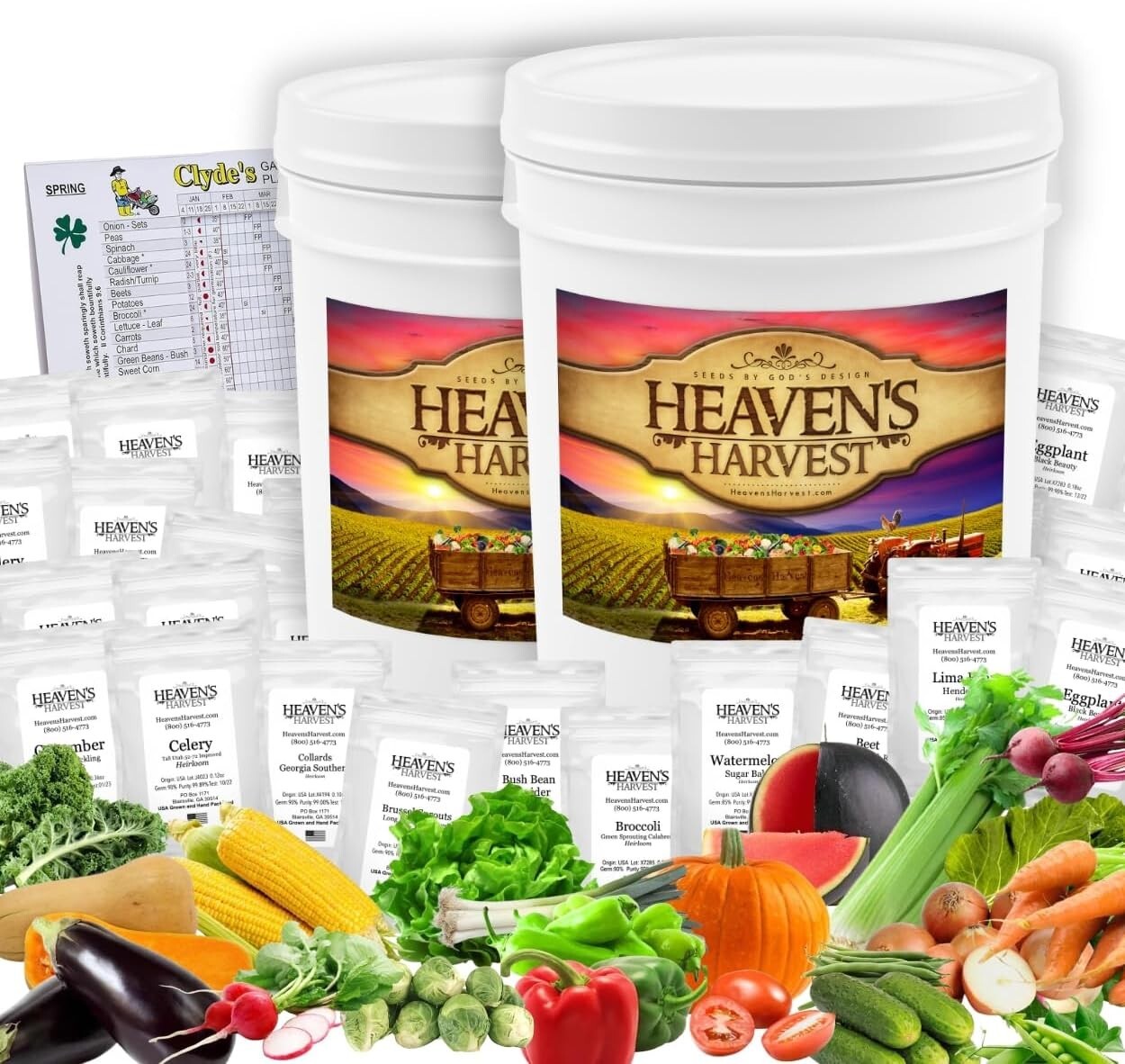 Heaven’s Harvest 10-Year Vegetable Seed Bank Kit - 50K+ Non-GMO Seeds & Storage