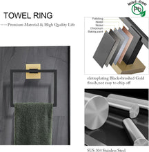 Load image into Gallery viewer, Premium Stainless Steel 5-Piece Black &amp; Gold Towel Bar Set for Modern Bathrooms
