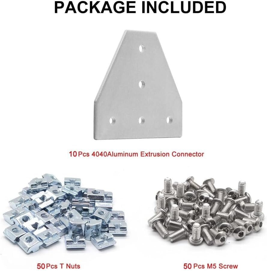 10pc Aluminum 4040 Corner Bracket T Joint Plate Connector for Stable Structures