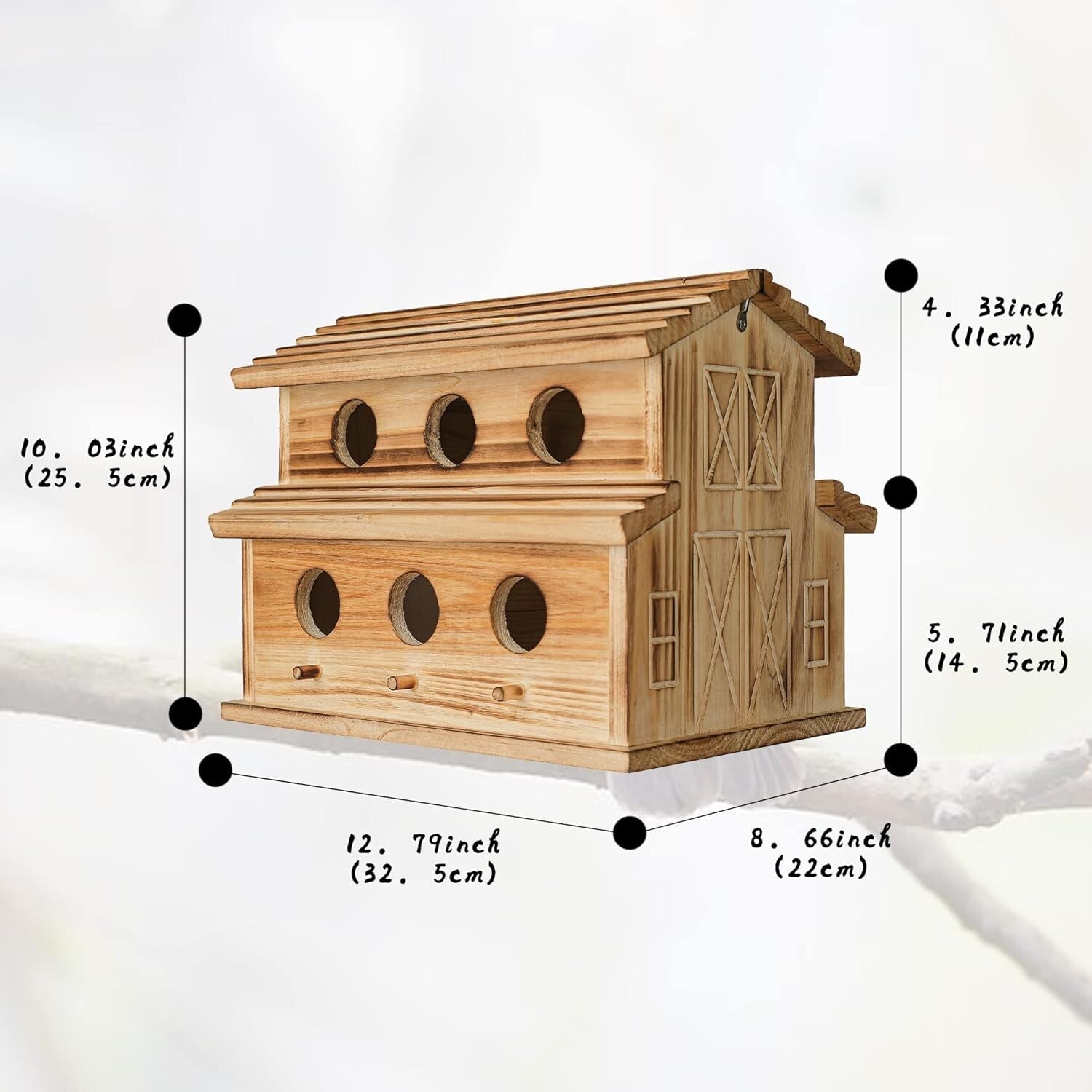 Traditional Wooden Bird House for 6 Families - Perfect for Bluebirds & Finches