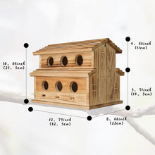 Load image into Gallery viewer, Traditional Wooden Bird House for 6 Families - Perfect for Bluebirds &amp; Finches