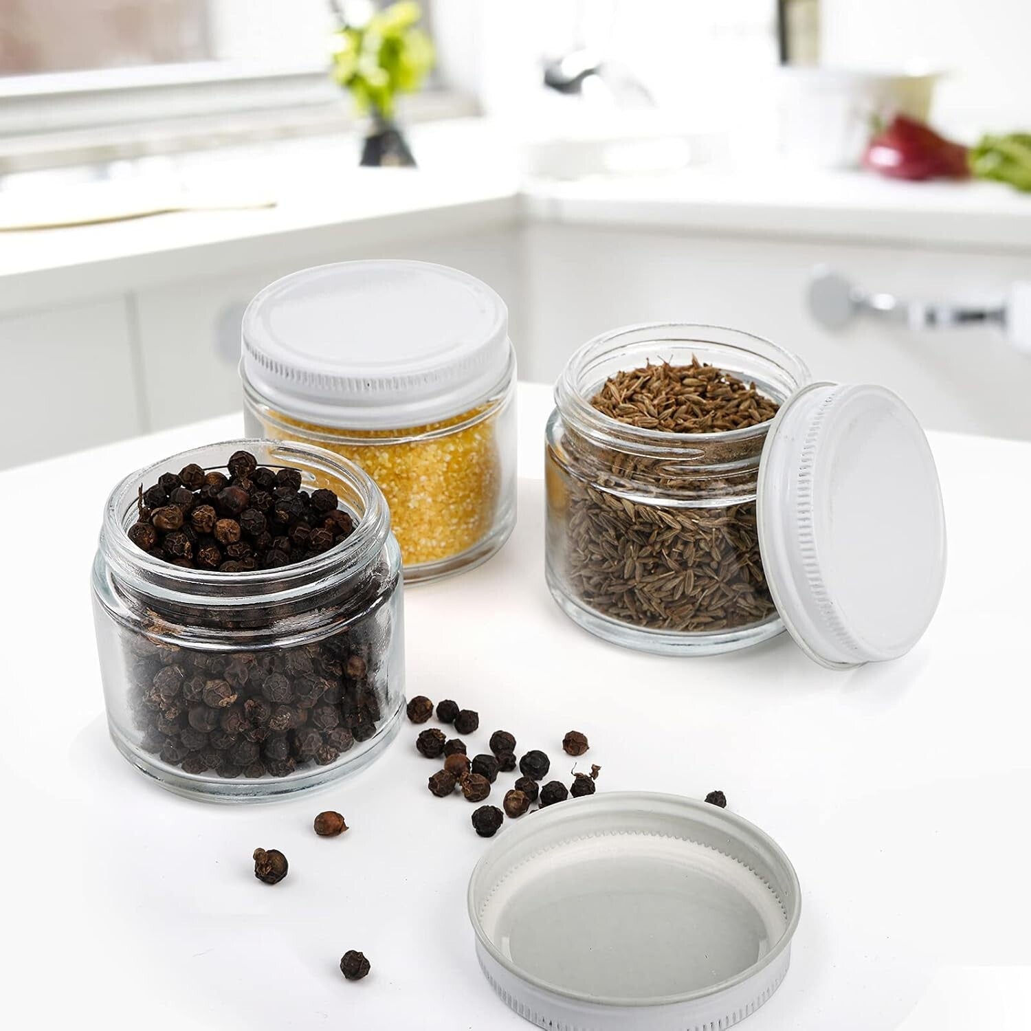 Portable 30-Pack Glass Jars with Airtight Lids & 2 Oz Capacity for DIY & Storage