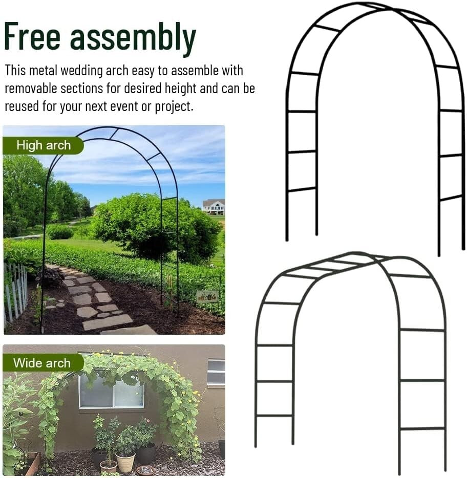 Sturdy 7.9Ft Metal Garden Trellis Arch - Ideal for Climbing Plants & Decorations