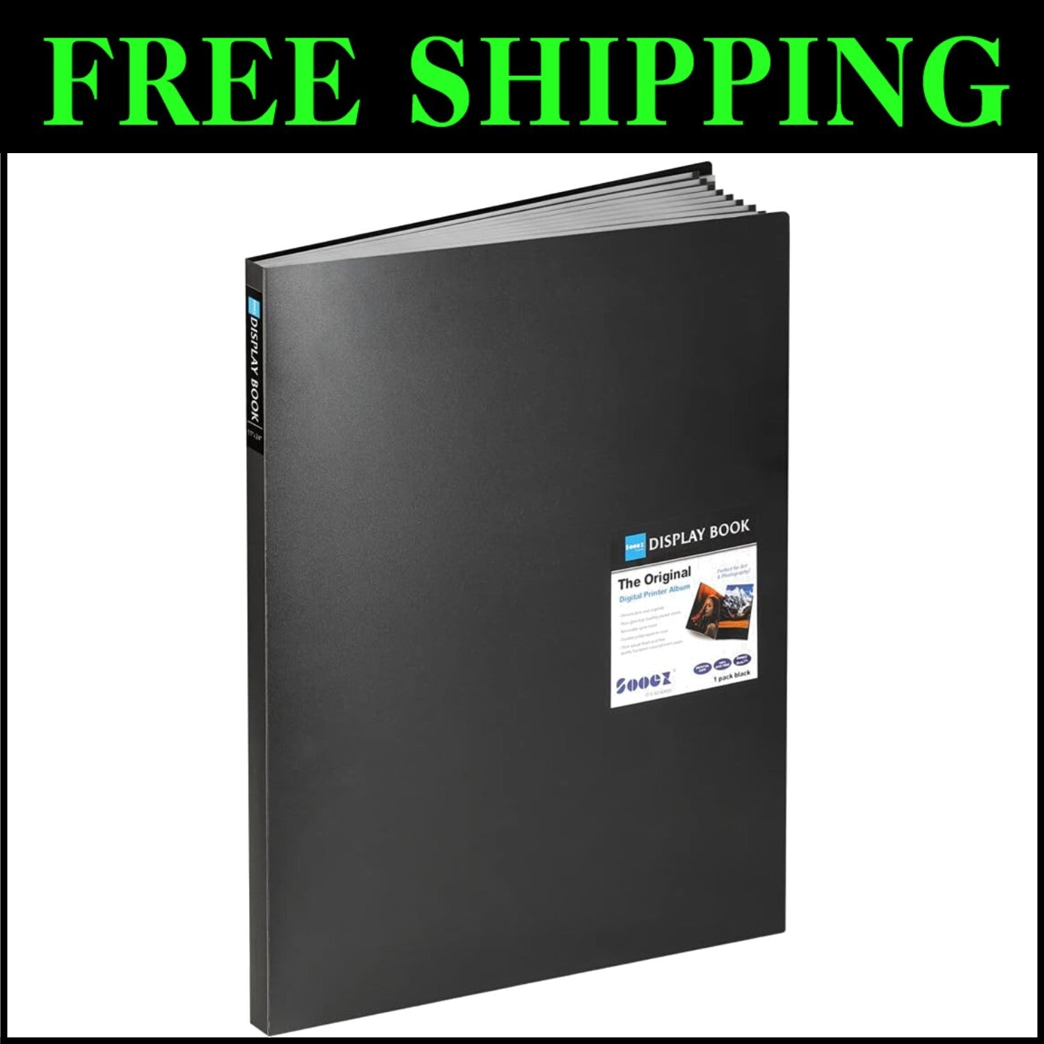 Archival Quality 18x24 Portfolio Book - 30 Clear Sleeves Display for Art & Music