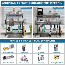 Load image into Gallery viewer, 3-Tier Over Sink Dish Drying Rack - Adjustable Stainless Steel Organizer