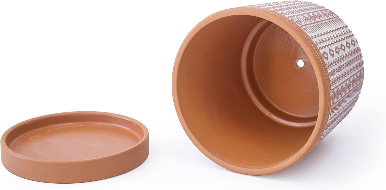 Elegant Terracotta Flower Pots - 2-Piece Set, Indoor Use, with Drainage Holes