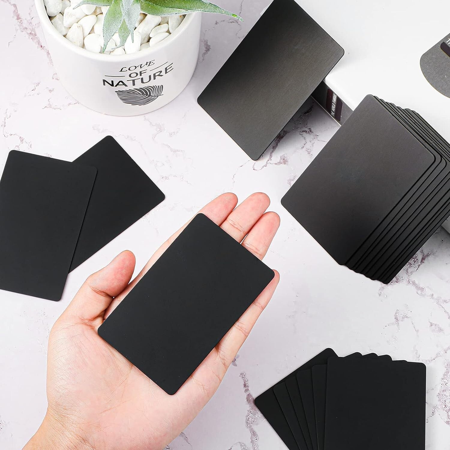 100-Pack Customizable Metal Business Cards - Durable Aluminum 3.4 x 2.1 inch