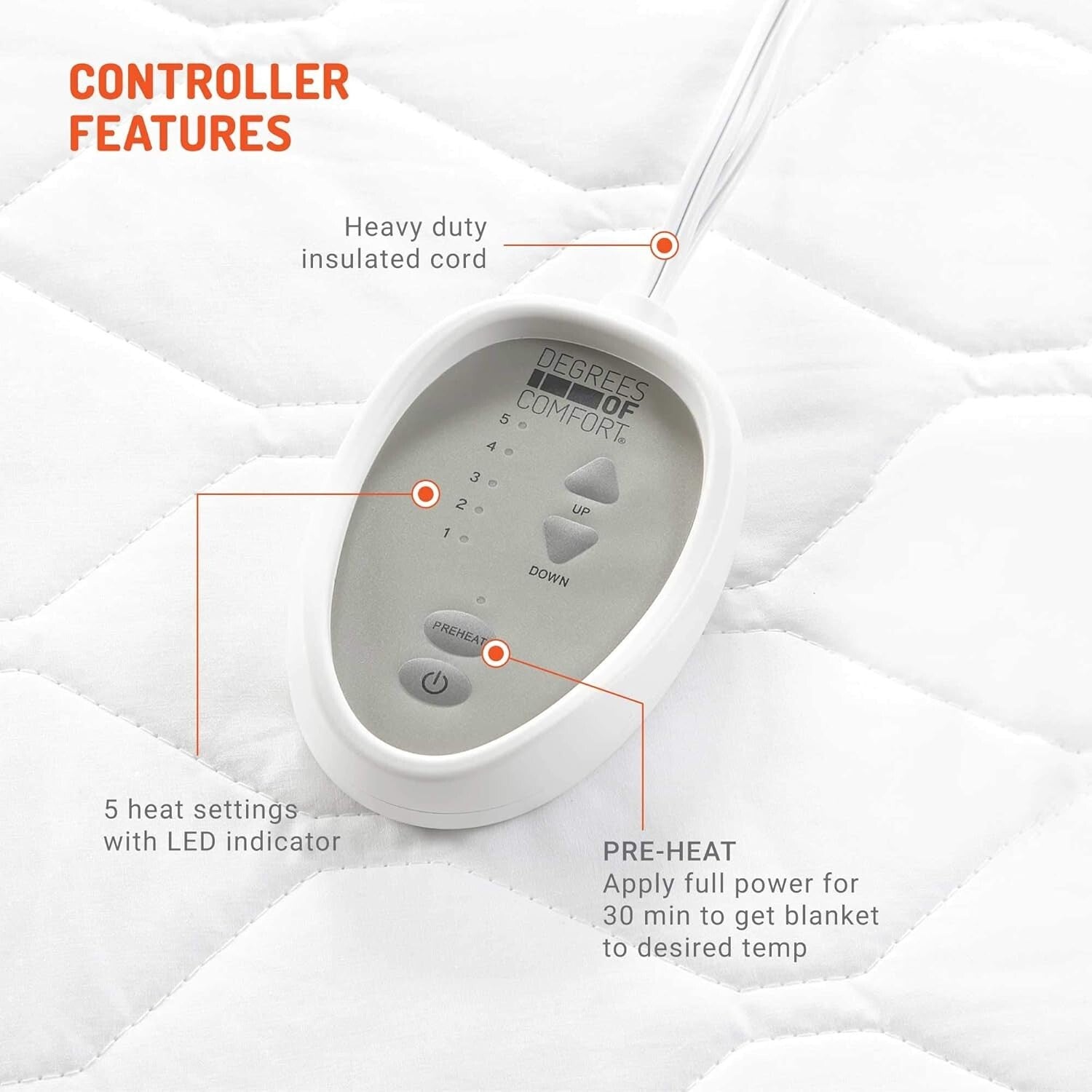 Electric Bed Warmer - Twin XL Heated Mattress Pad with 5 Heat Settings & Safety