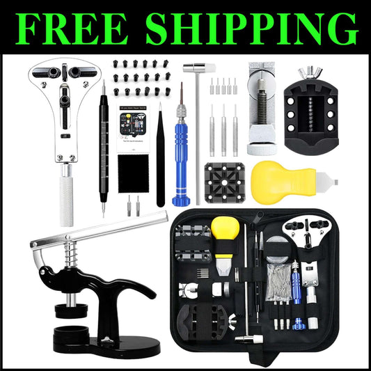 All-in-One Watch Repair Kit with Adjustable Case Opener & Link Removal Tools