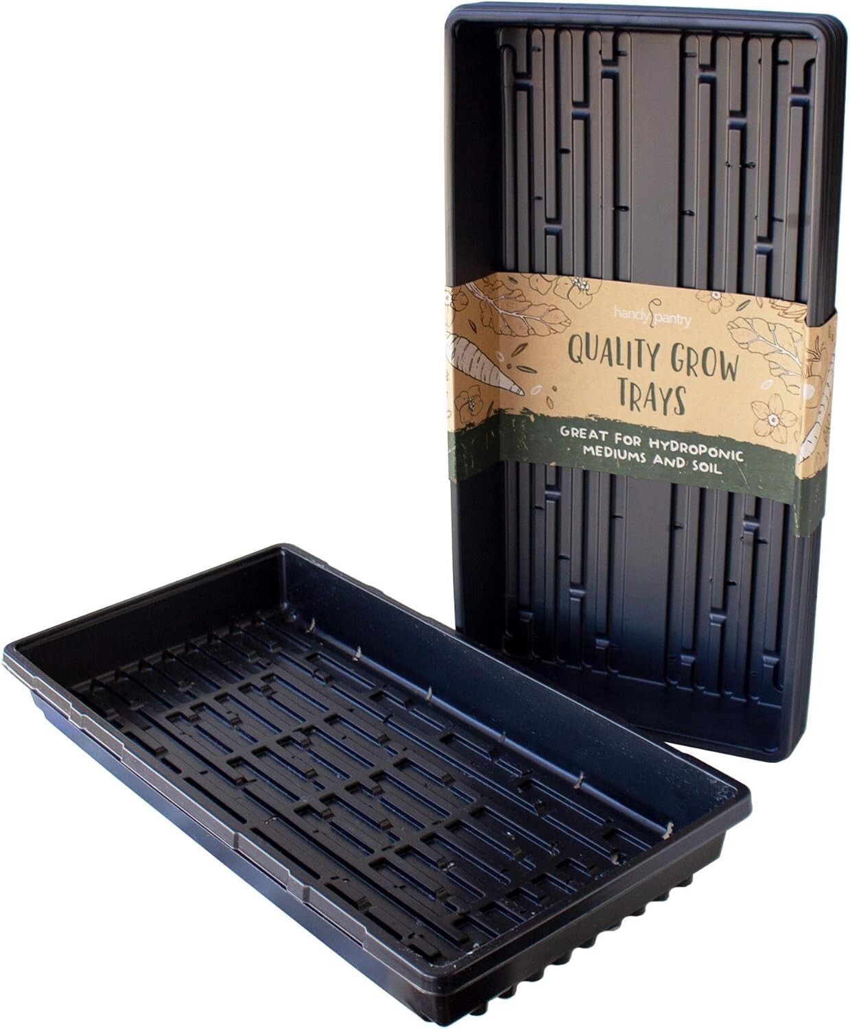 Eco-Friendly Hydroponic Trays - 10-Pack Plastic with Drain Holes for Seedlings