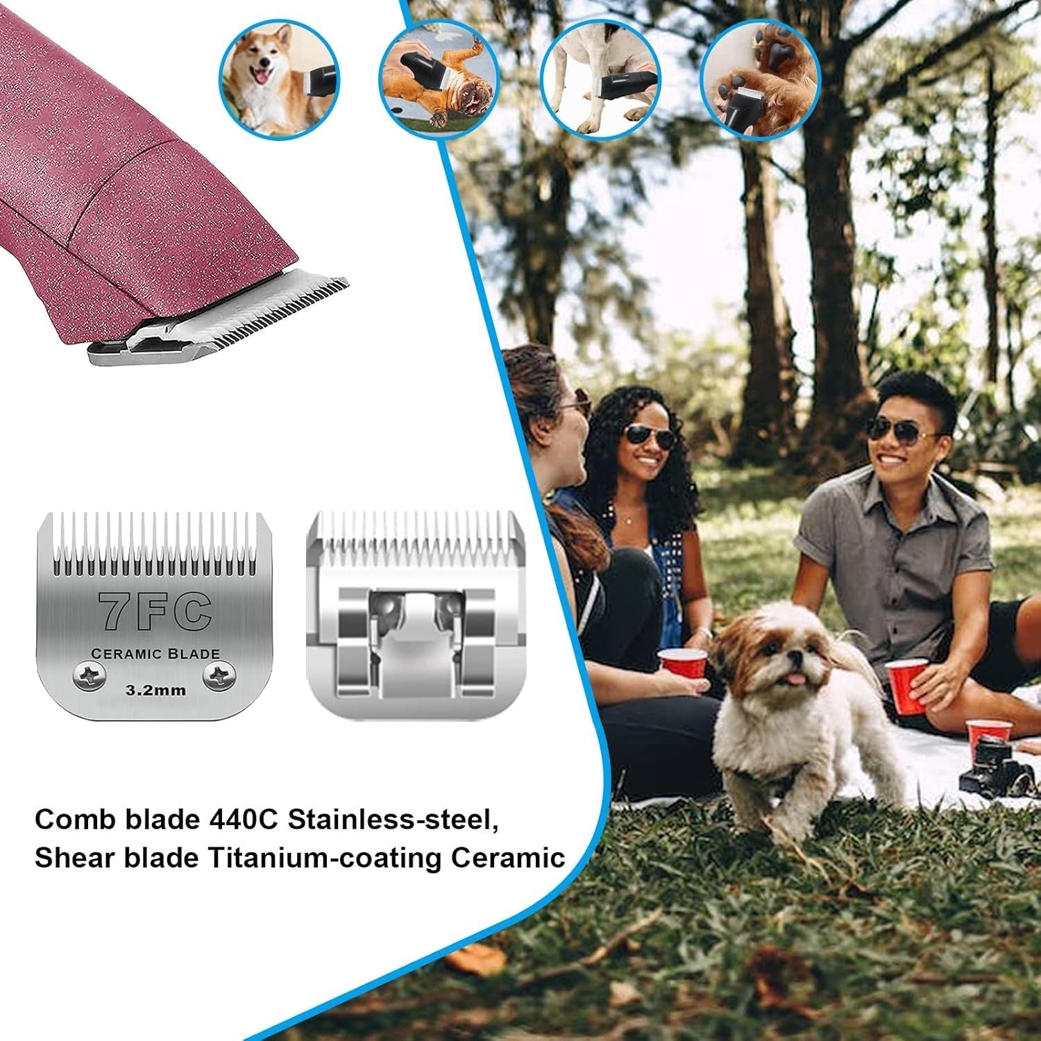 Efficient Grooming with 3 Pack 7FC Detachable Blades for Andis & Oster Models