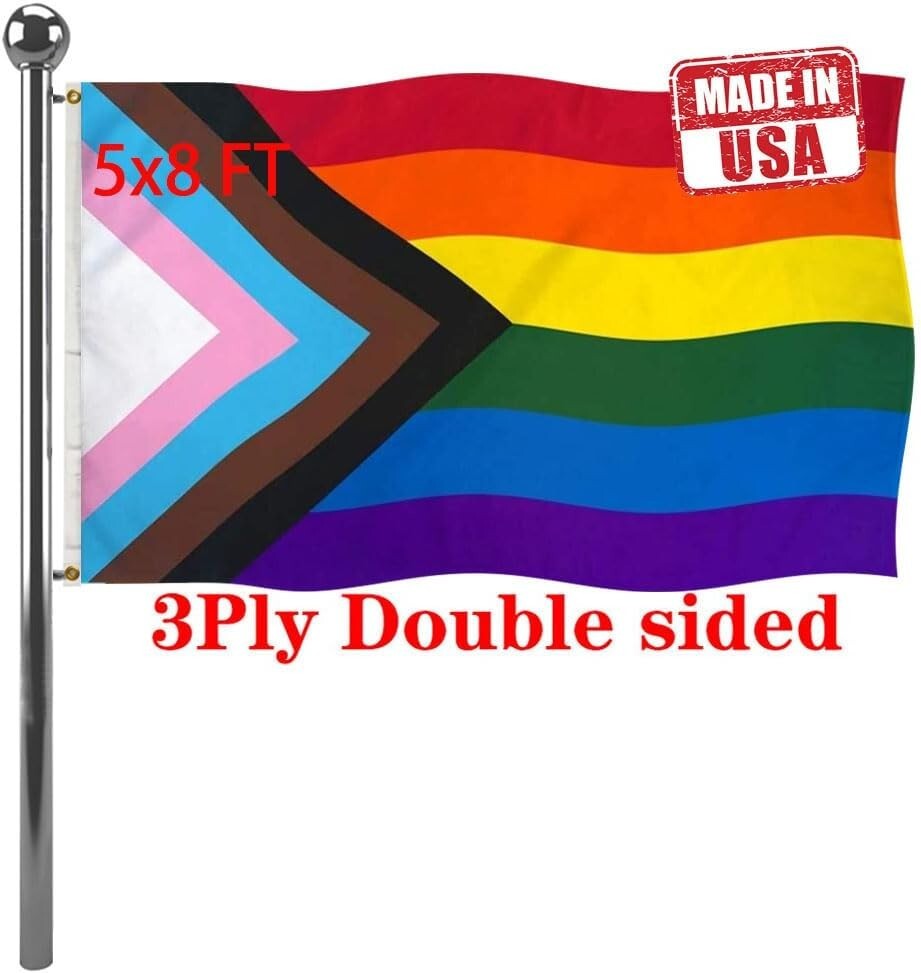 Inclusive Heavy Duty Double-Sided Rainbow Flag 5x8 - Perfect for Every Occasion
