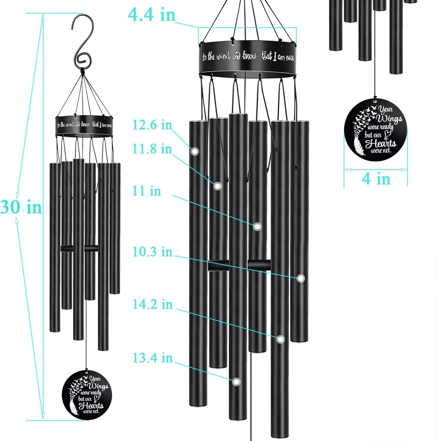 Durable 30-Inch Aluminum Wind Chimes - Meaningful Memorial Gift for Moms, Dads