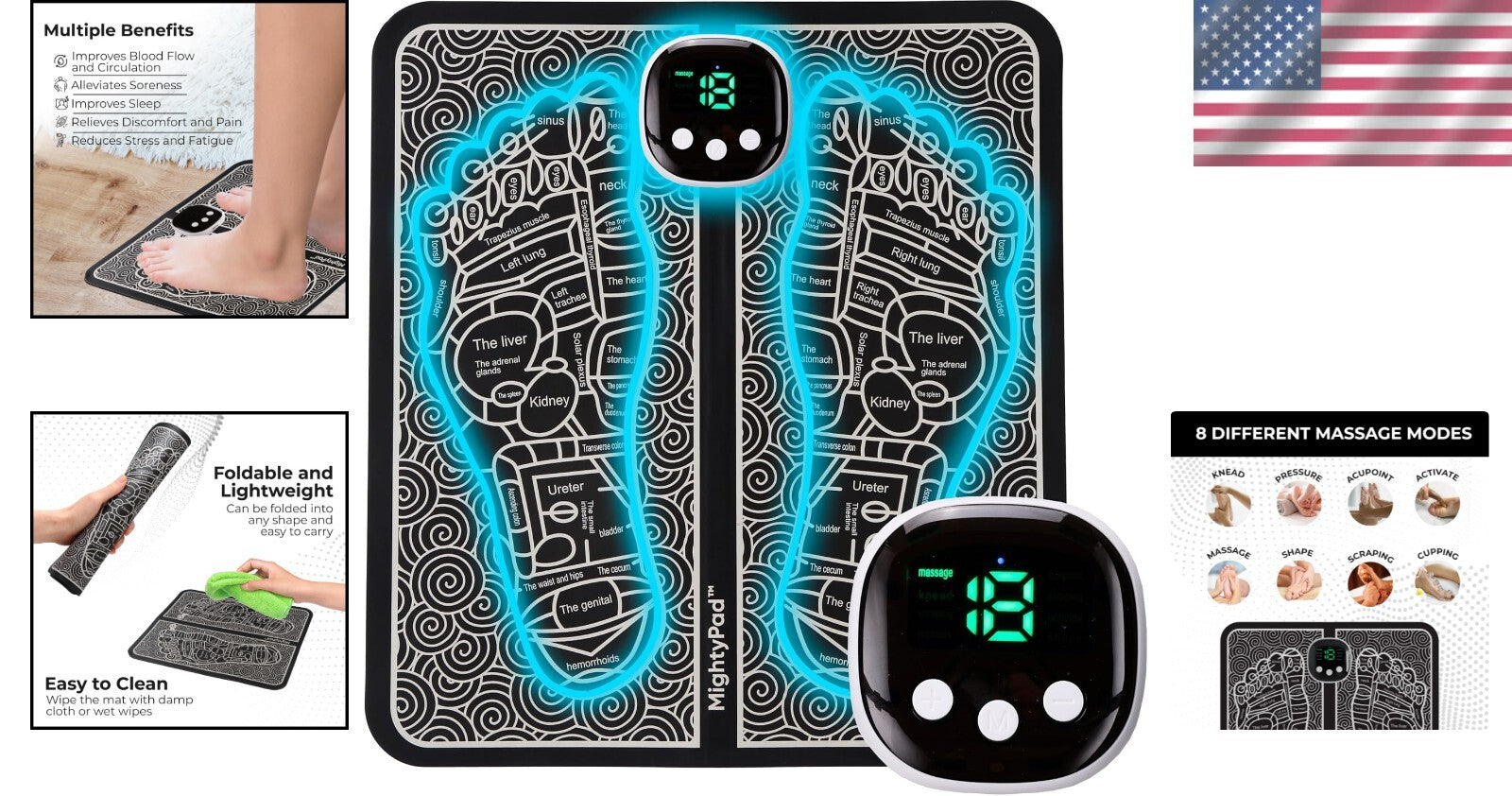 Battery-Powered Foot Massager for Effective Pain Relief and Circulation Boost