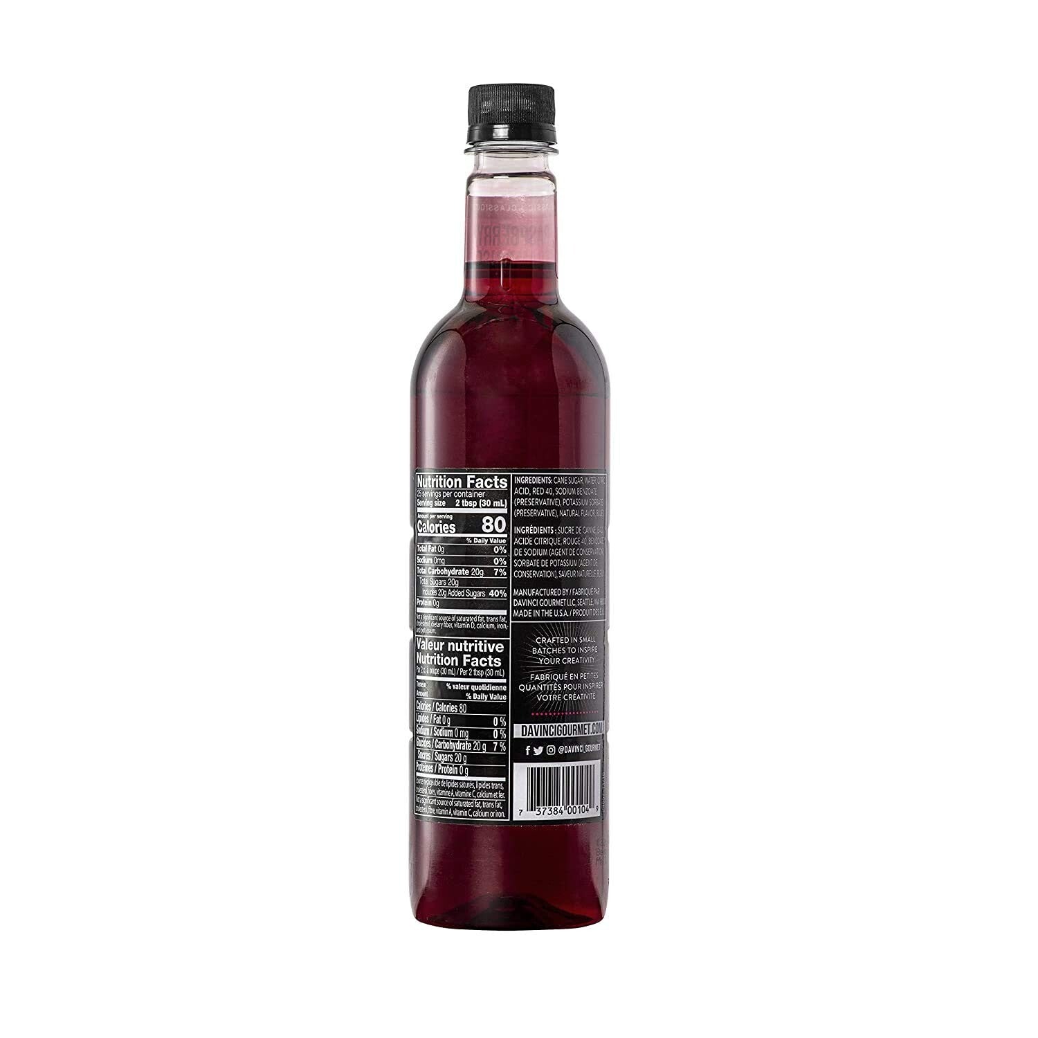 Classic Raspberry Syrup Pack of 4 - 25.4 fl oz Bottles for Gourmet Beverages
