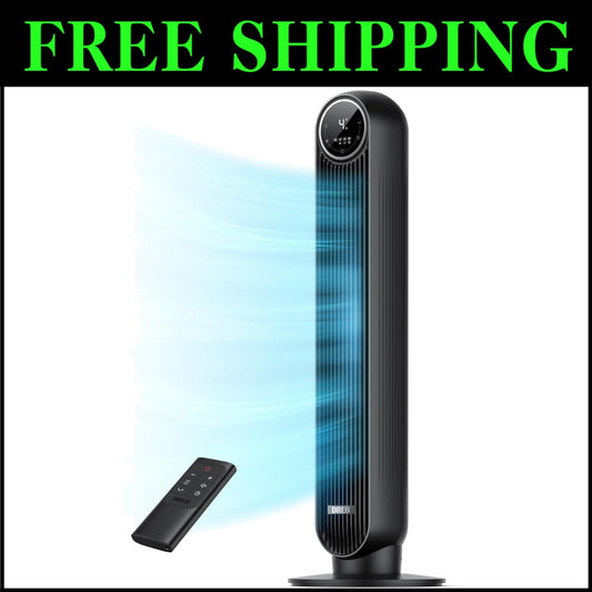 Bladeless Tower Fan with 90° Oscillation - 4 Speeds & Modes for Comfort