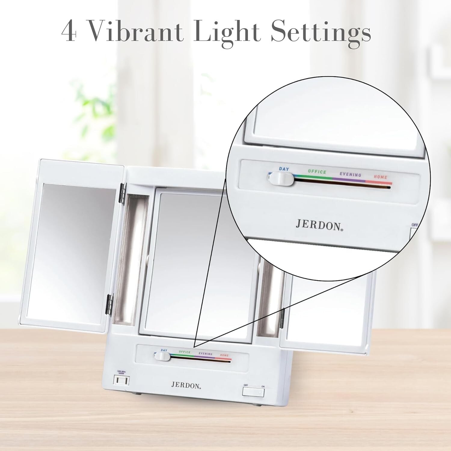 Tri-Fold Makeup Mirror with Lights - 5X & 1X Magnification for Elegant Grooming