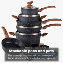 Load image into Gallery viewer, Luxury Induction-Friendly Granite Black Cookware Set - 12 Pieces Included