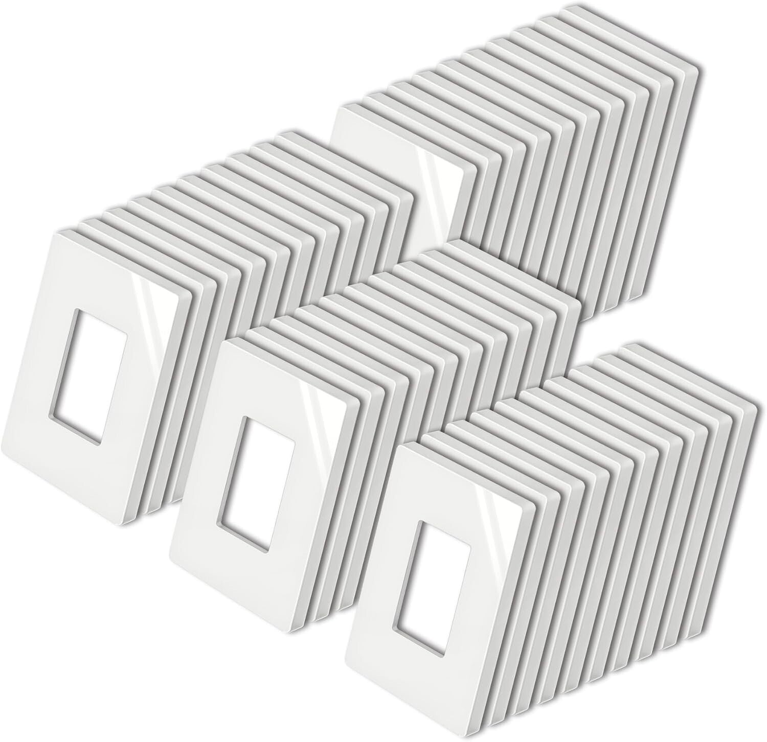 40-Pack Screwless Decorative Outlet Covers - Mid Size Glossy Off White Plates