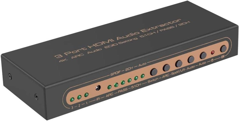4K HDMI Switcher & Audio Extractor - 3 HDMI Inputs to 1 Output with Remote