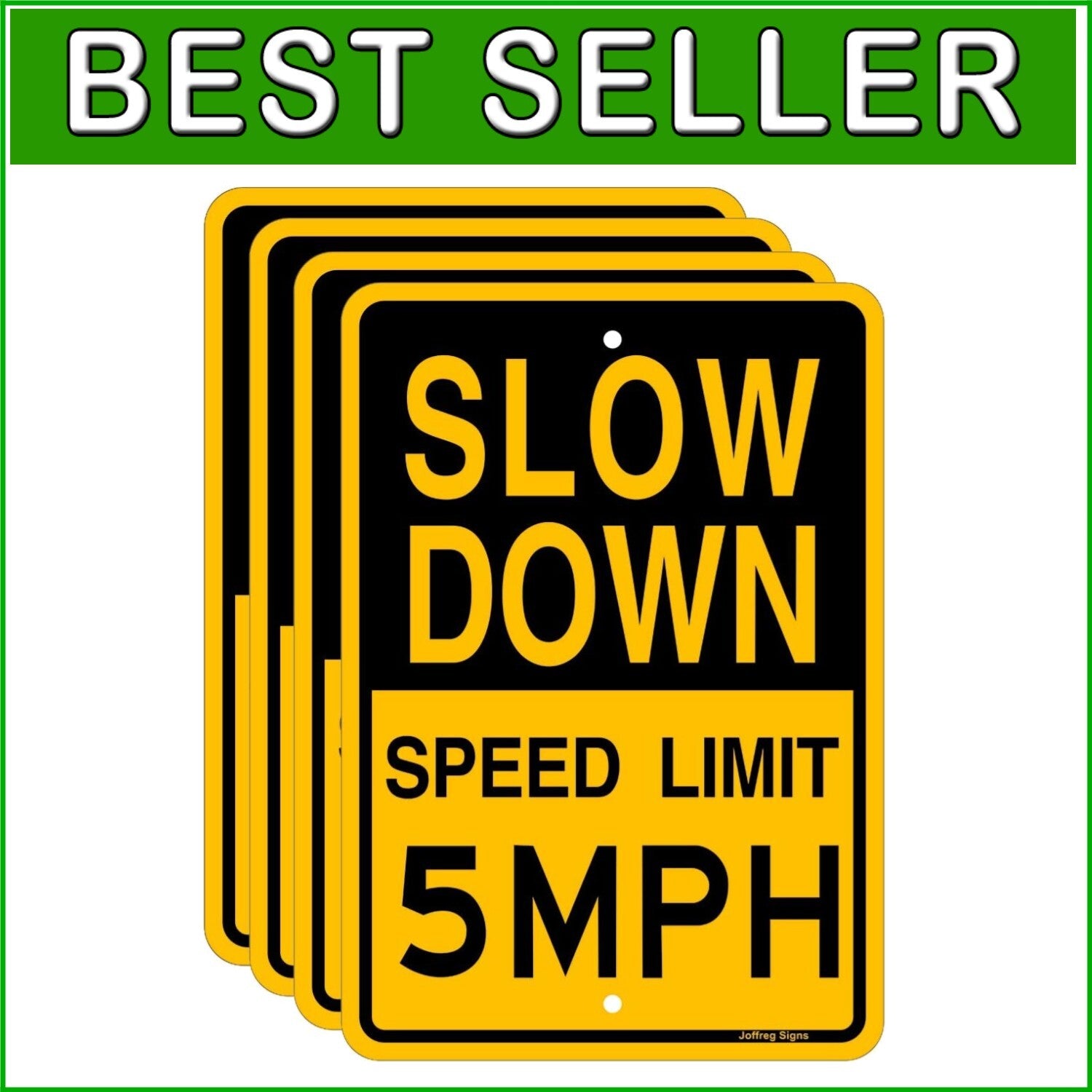 Durable 5 MPH Traffic Sign - Easy Install Reflective Aluminum 4-Pack (17x12 in)