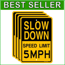 Load image into Gallery viewer, Durable 5 MPH Traffic Sign - Easy Install Reflective Aluminum 4-Pack (17x12 in)