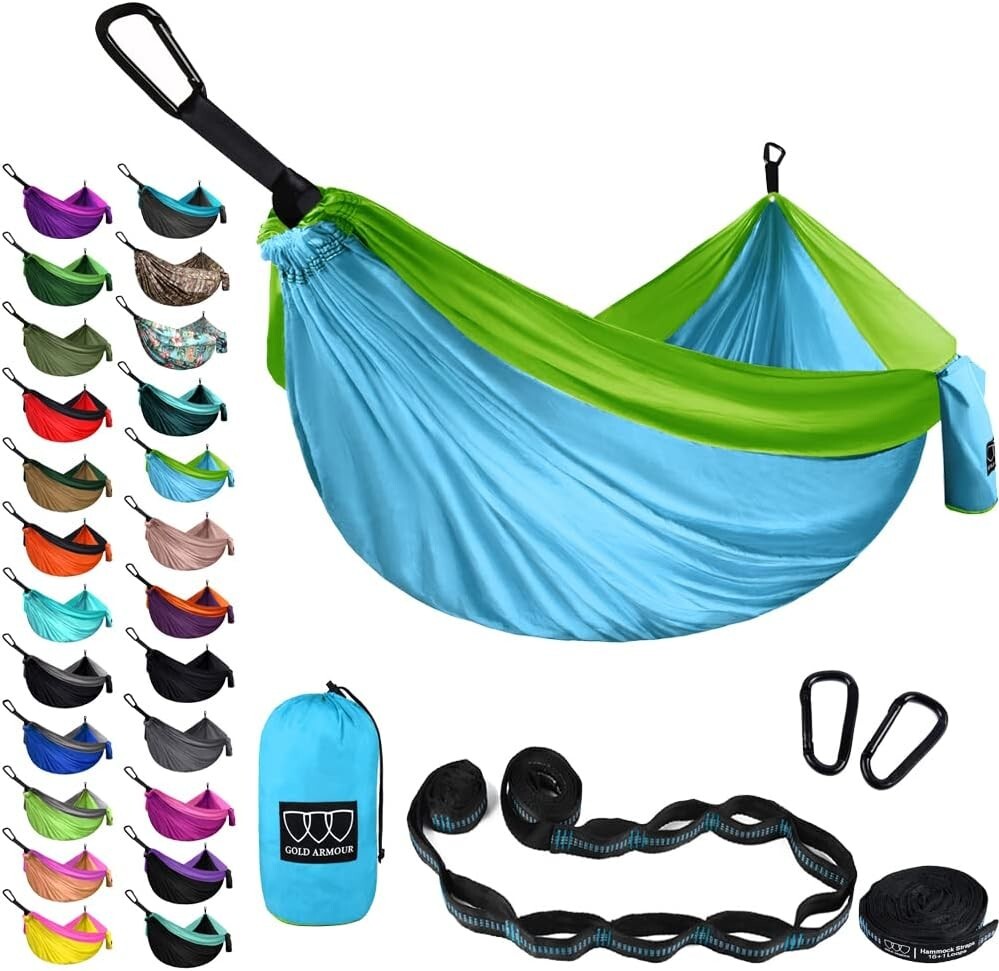 Compact Double Hammock with Heavy-Duty Straps - Ideal for Camping Adventures