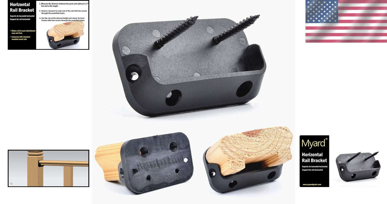 5 Pairs of Heavy-Duty Railing Brackets for 2x4 Wood Handrails - Easy Install