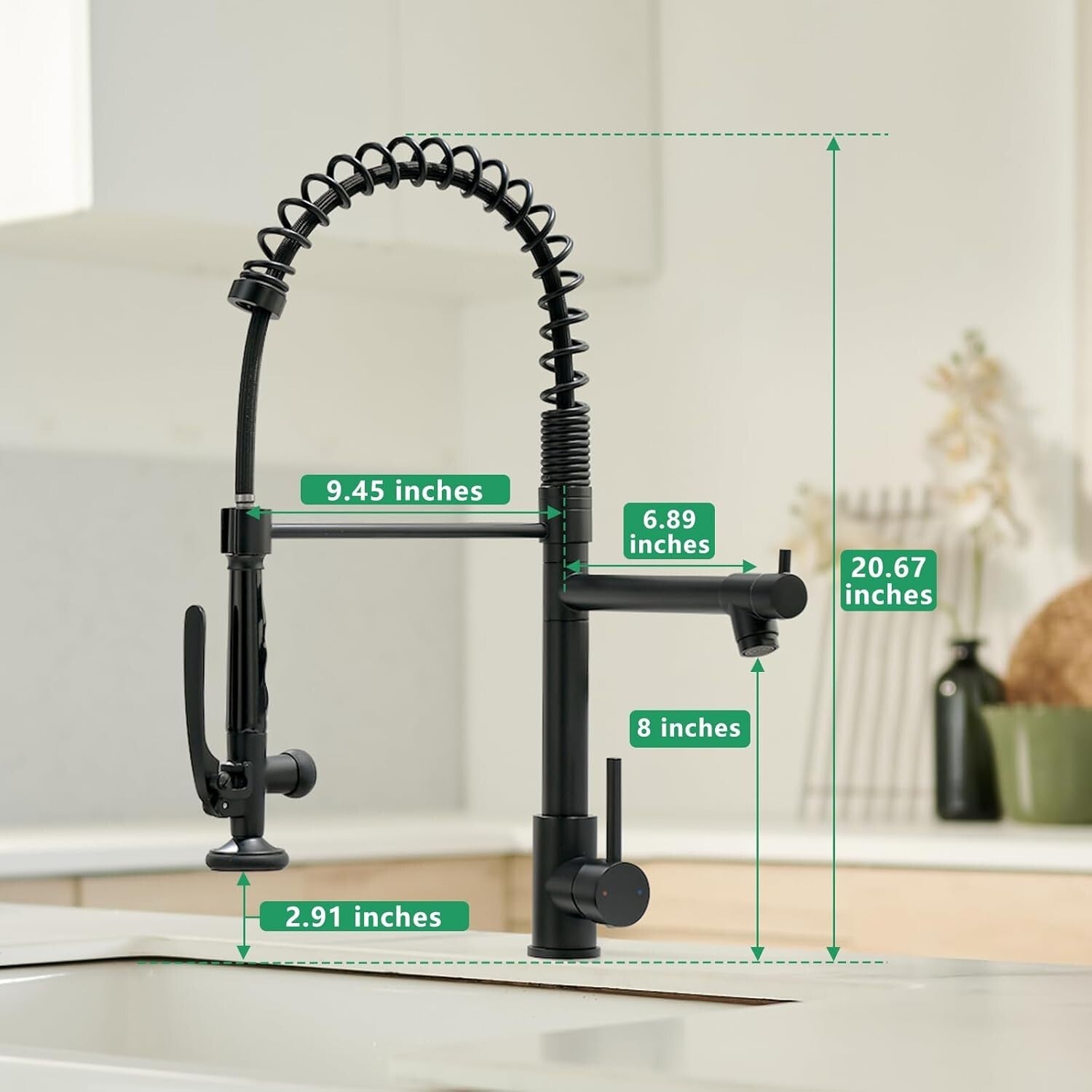 Elegant Matte Black Gooseneck Faucet with Pull Down Sprayer for Modern Kitchens