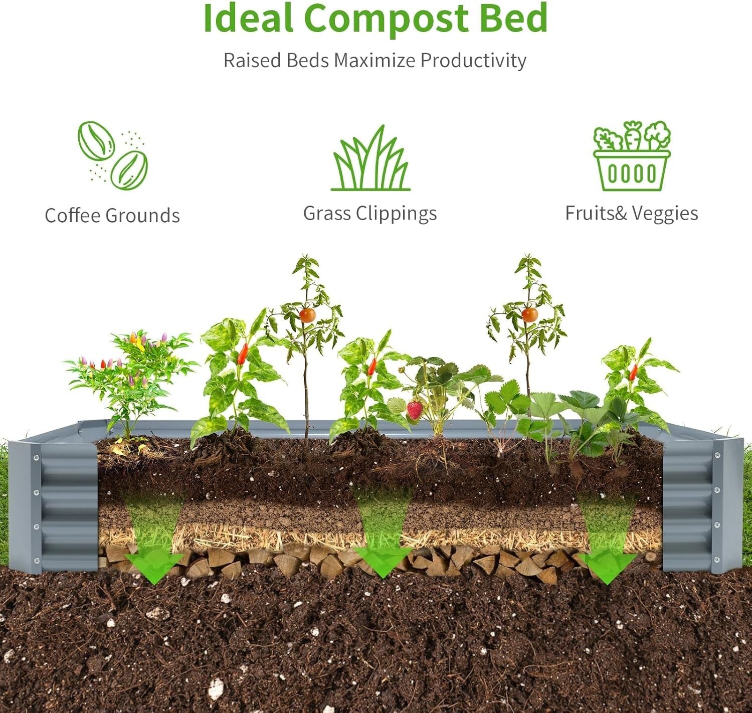 Easy Assembly 8×4ft Galvanized Raised Bed - Sustainable Outdoor Vegetable Garden