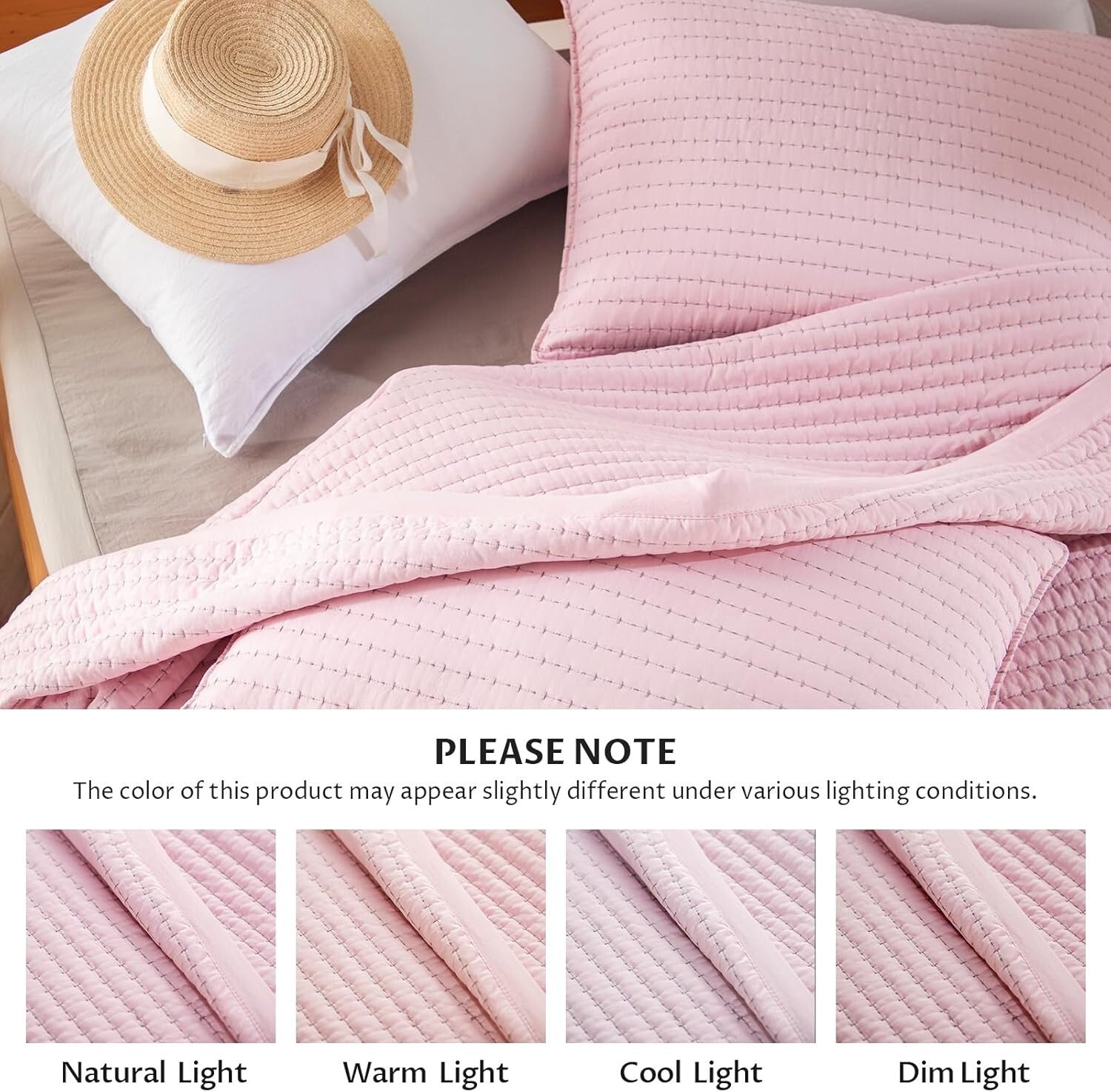 Stone Washed Minimalist Quilt Mini Set - Soft Microfiber Full/Queen + 2 Shams