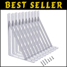 Load image into Gallery viewer, Heavy-Duty 12x8 Shelf Brackets - 600lb Capacity, 10-Pack White Metal Supports