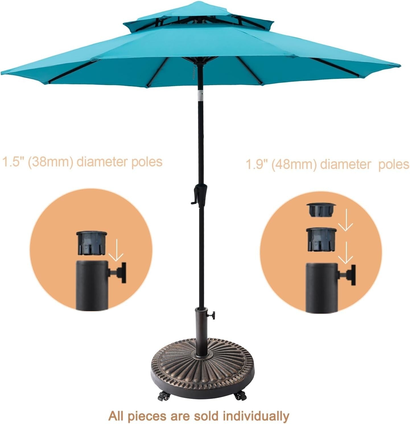 Durable 52 lb Round Rolling Umbrella Stand with Adjustable Holder for Outdoors