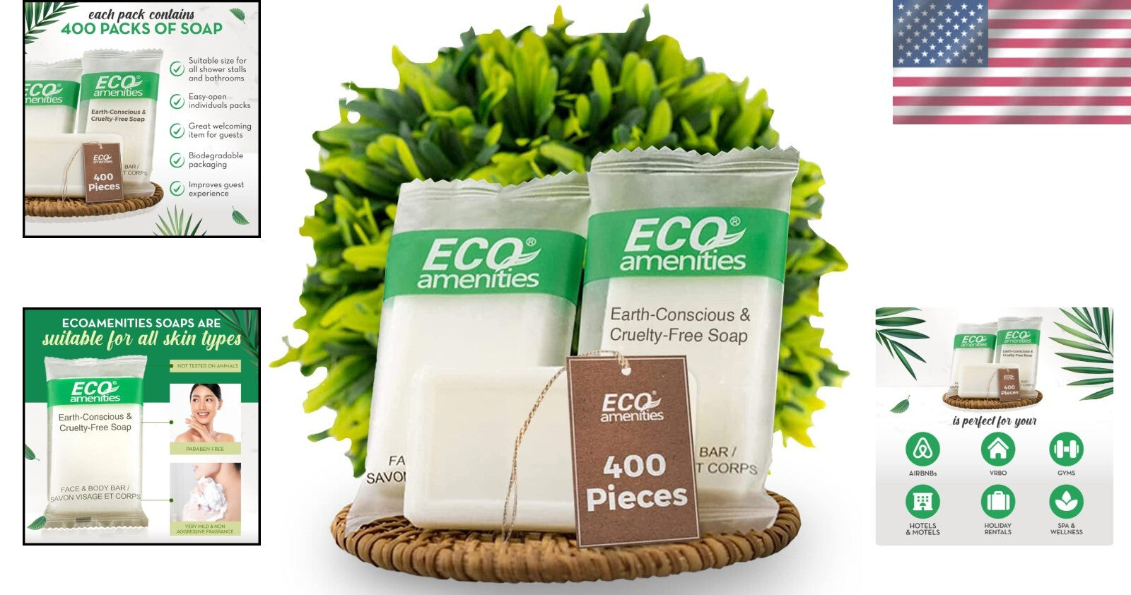 Eco-Friendly 0.5 oz Hotel Soap Bars - Individually Wrapped Bulk Soap Set