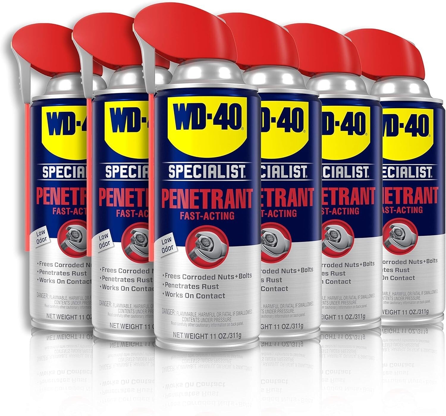 Fast-Acting Penetrant Lubricant with Dual Spray Nozzle - 6 Cans, 11 OZ Each