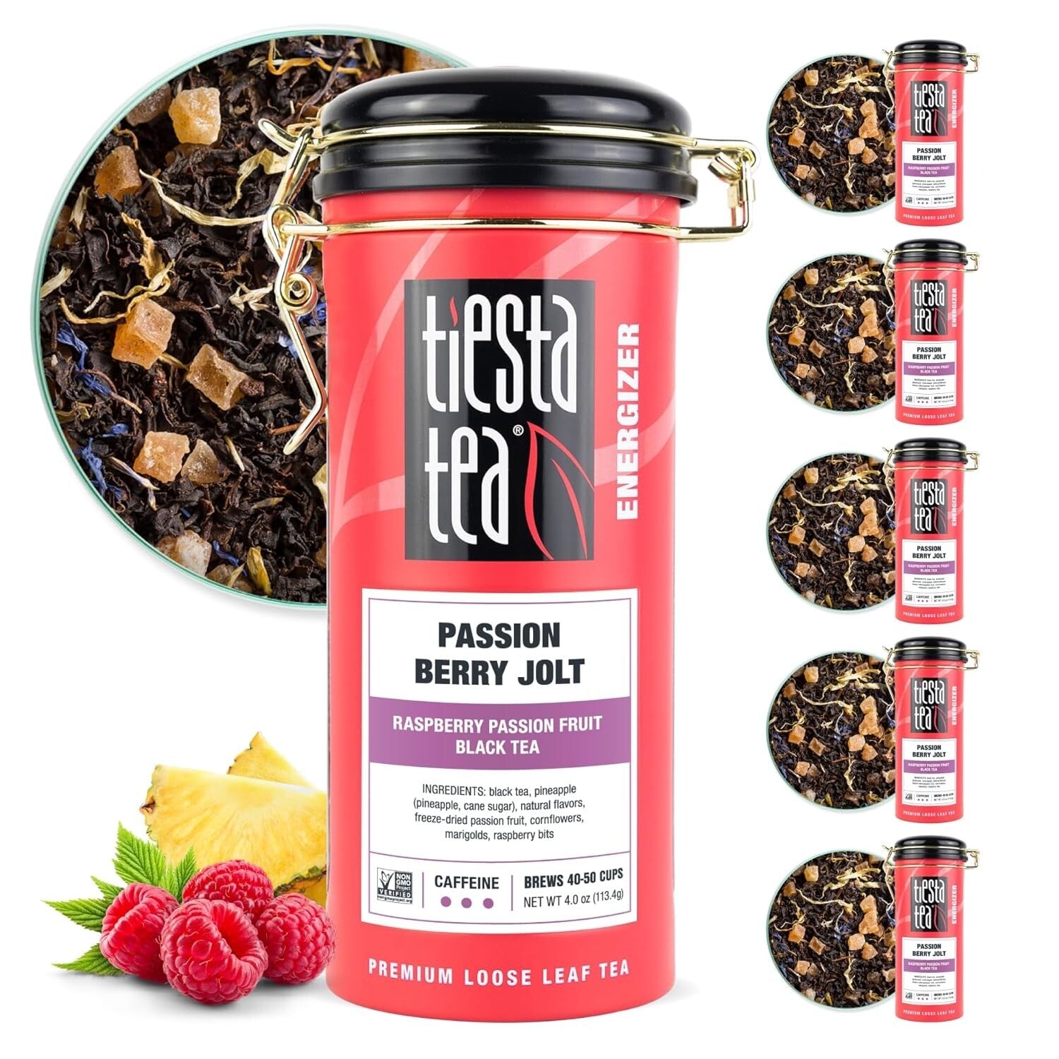 Caffeinated Raspberry Passionfruit Black Tea Blend - Perfect for Hot or Iced
