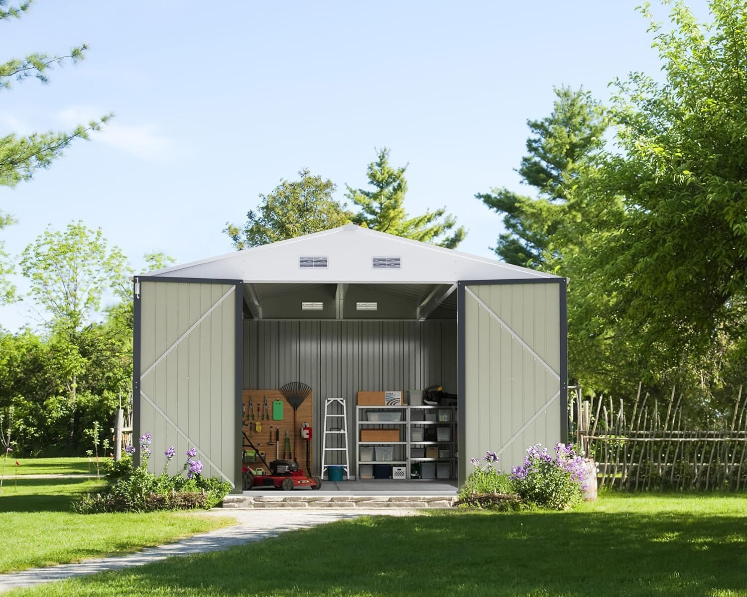 Galvanized Steel Utility Storage Shed 10' x 10' - Versatile Backyard Solution
