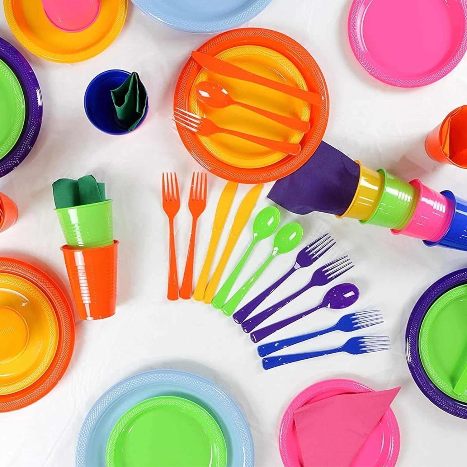 350 Pcs Black Plastic Party Plates & Utensils - Durable, BPA-Free, Easy Cleanup
