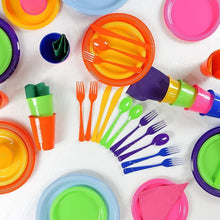 Load image into Gallery viewer, 350 Pcs Black Plastic Party Plates &amp; Utensils - Durable, BPA-Free, Easy Cleanup