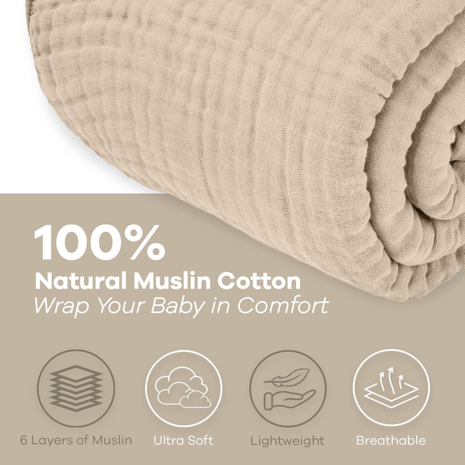 Breathable King Muslin Blanket 108" x 90" - Lightweight Comfort for Adults