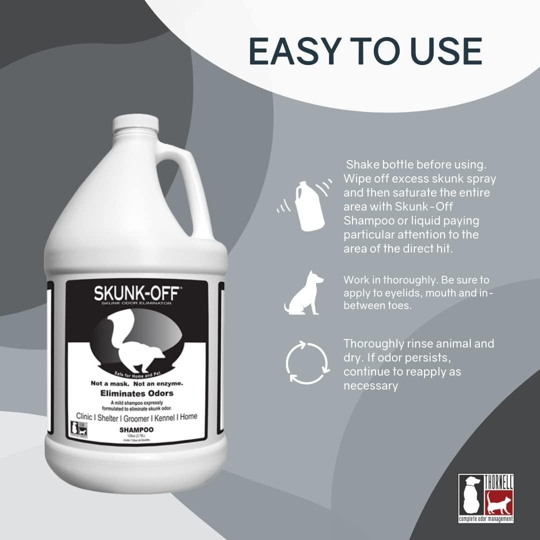 Mild Tearless Skunk Odor Remover Shampoo – Safe for Pets & Family - 1 Gallon