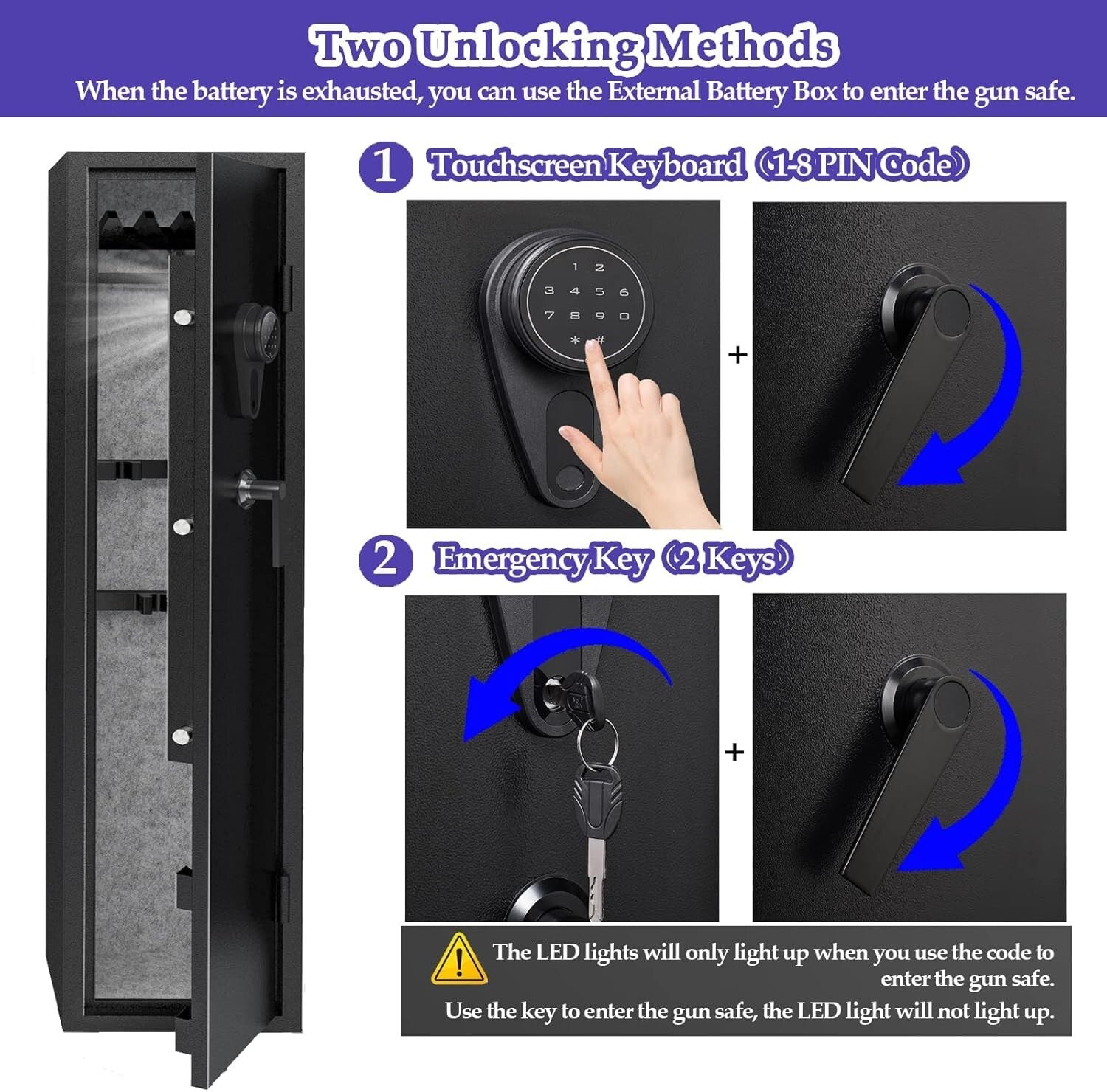 Secure 3-5 Gun Cabinet with Adjustable Racks - Quick Access for Home Protection